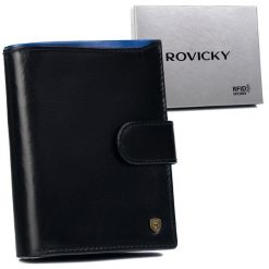 Portfel skórzany Rovicky N4-RVT-6887 czarny. Czarne portfele ROVICKY, bez wzorów. Za 81.99 zł.