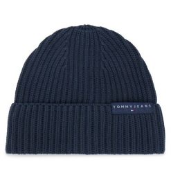 Czapka Tommy Jeans. Niebieskie czapki zimowe Tommy Jeans, bez wzorów, z jeansu. Za 129.99 zł.