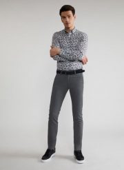 Spodnie męskie antracytowe P22SF-WX-002-L-0. Szare spodnie materiałowe Pako Lorente, na co dzień, l, bez wzorów, z elastanu, casualowe. Za 89.99 zł.