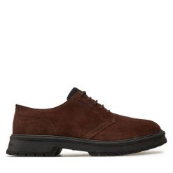 Półbuty Tommy Hilfiger. Brązowe eleganckie półbuty Tommy Hilfiger, bez wzorów, bez obcasa, bez zapięcia. Za 699.99 zł.