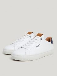 Pepe Jeans FOOTWEAR Skórzane sneakersy w kolorze granatowo-białym rozmiar: 41. Białe buty sportowe casual Pepe Jeans FOOTWEAR, bez wzorów, z jeansu, bez zapięcia. Za 181.33 zł.