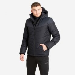 Second Life - Krótka kurtka do piłki nożnej Kipsta - Stan Doskonały. Czarne kurtki KIPSTA, l, bez wzorów, z materiału, z kapturem. Za 143.99 zł.