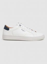 Pepe Jeans FOOTWEAR Sneakersy "Joe Basic" w kolorze biało-granatowym rozmiar: 45. Białe buty sportowe casual Pepe Jeans FOOTWEAR, bez wzorów, z jeansu, bez zapięcia. Za 152.99 zł.