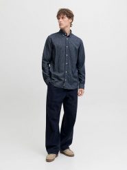 Jack & Jones Koszula - Regular fit - w kolorze granatowym rozmiar: L. Niebieskie koszule Jack & Jones, l, bez wzorów, z bawełny, bez kołnierzyka, bez ramiączek. Za 104.99 zł.
