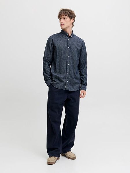 Jack & Jones Koszula - Regular fit - w kolorze granatowym rozmiar: L. Niebieskie koszule Jack & Jones, l, bez wzorów, z bawełny, bez kołnierzyka, bez ramiączek. Za 100.28 zł.