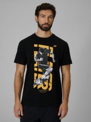 4F T-shirt regular z nadrukiem męski - czarny XL. Czarne t-shirty 4F, m, bez wzorów, z bawełny, bez kołnierzyka, bez ramiączek. Za 69.99 zł.