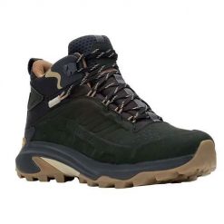 Buty trekkingowe męskie Merrell Moab Speed 2 Ltr Mid Wp. Niebieskie buty trekkingowe Merrell, bez wzorów, z materiału, za kostkę, bez zapięcia. Za 791.00 zł.