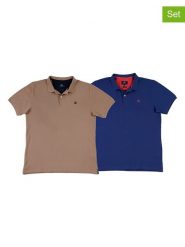 The Time of Bocha Koszulki polo (2 szt.) w kolorze beżowym i niebieskim rozmiar: M. Brązowe koszulki polo The Time of Bocha, m, bez wzorów, z bawełny, bez kołnierzyka, bez ramiączek. Za 165.99 zł.