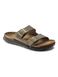 Birkenstock Skórzane klapki "Arizona Adventure" w kolorze khaki rozmiar: 42. Brązowe klapki Birkenstock, ze skóry. Za 537.02 zł.
