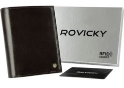 Portfel c. brązowy Rovicky N62-RVT-3210 D.Br. Brązowe portfele ROVICKY, bez wzorów, ze skóry. Za 65.99 zł.