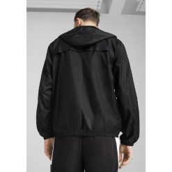 Męska Wiatrówka o standardowym kroju Essentials PUMA Black. Czarne kurtki do biegania Puma, m, bez wzorów, z gumy, bez kaptura, do biegania. W wyprzedaży za 214.00 zł.