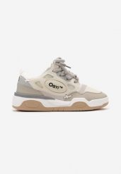 Beżowe Buty Sportowe Sneakersy z Szerokimi Sznurówkami i Ozdobnymi Wstawkami Zoisite. Brązowe buty sportowe casual Born2be, bez wzorów, bez zapięcia. W wyprzedaży za 103.99 zł.
