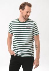 T-shirt w paski T-AIR. Białe t-shirty Volcano, l, bez wzorów, z bawełny, bez kołnierzyka, bez ramiączek. Za 69.99 zł.