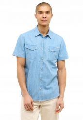Męska koszula Mustang Style Eloy Denim Blue 1016467 5000 100. Niebieskie koszule Mustang, m, bez wzorów, z denimu, bez kołnierzyka, bez ramiączek. Za 169.99 zł.