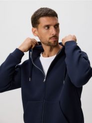 Bluza regular z kapturem - granatowy. Niebieskie bluzy z kapturem Reserved, l, bez wzorów, z bawełny, z kapturem. Za 139.99 zł.