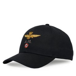 Czapka z daszkiem Aeronautica Militare. Czarne czapki z daszkiem Aeronautica Militare, na zimę, bez wzorów. Za 189.99 zł.