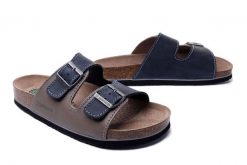 DR. BRINKMANN 600308-8 taupe/ozean, klapki profilaktyczne męskie. Brązowe klapki Dr. Brinkmann, ze skóry. Za 211.92 zł.