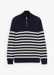 Bluza ze stójką z miękkiej mieszanki bawełny. Niebieskie bluzy bonprix, m, bez wzorów, z bawełny, bez kaptura. Za 99.99 zł.