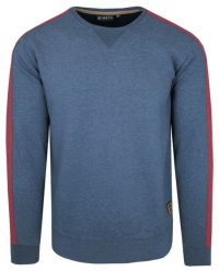 Miękka i Wygodna Bluza Męska - Niebieska, Czerwony Pasek. Niebieskie bluzy Minute, m, bez wzorów, z bawełny, bez kaptura. Za 148.00 zł.