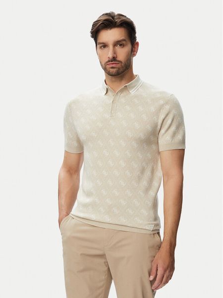 Guess Polo M6YR10 Z0915 Beżowy Regular Fit. Brązowe koszulki polo Guess, m, z aplikacjami, z syntetyku, bez kołnierzyka, bez ramiączek. Za 394.99 zł.