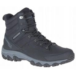 Buty trekkingowe dla mężczyzn Merrell Thermo Akita WP. Czarne buty trekkingowe Merrell, bez wzorów, bez zapięcia. W wyprzedaży za 589.99 zł.