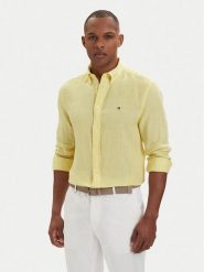 Tommy Hilfiger Koszula MW0MW41530 Żółty jasny Regular Fit. Żółte koszule Tommy Hilfiger, m, bez wzorów, ze lnu, bez kołnierzyka, bez ramiączek. Za 489.99 zł.