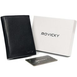 Portfel męski czarny Rovicky N74-PZ-CCR-RFID-BLAC. Czarne portfele ROVICKY, bez wzorów, ze skóry. Za 57.99 zł.