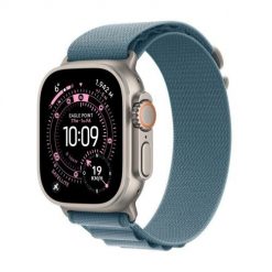 Zegarek Apple Watch Ultra 3 (2025) 5G 49mm Koperta z naturalnego tytanu i pętlą Alpine S - jasnoniebieska. Niebieskie zegarki smartwatch Apple, bez wzorów. Za 4,703.99 zł.