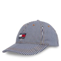 Czapka z daszkiem Tommy Jeans. Niebieskie czapki z daszkiem Tommy Jeans, bez wzorów, z jeansu. Za 129.99 zł.