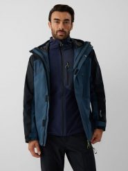 4F Kurtka trekkingowa 3w1 membrana 10000 męska - denim S. Niebieskie kurtki 4F, l, bez wzorów, z denimu, bez kaptura. Za 599.99 zł.