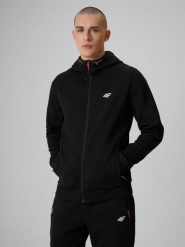 4F Bluza dresowa regular z kapturem męska - czarna M. Czarne bluzy 4F, m, bez wzorów, z dresówki, z kapturem. Za 229.99 zł.
