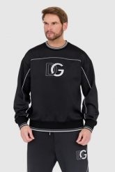 DOLCE & GABBANA Czarna bluza z dużym logo. Czarne bluzy Dolce and Gabbana, m, bez wzorów, bez kaptura. W wyprzedaży za 2,299.99 zł.