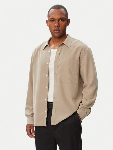 Calvin Klein Koszula Ls Drapey LV04LF113G Beżowy ciemny Regular Fit. Brązowe koszule CALVIN KLEIN, l, bez wzorów, bez kołnierzyka, bez ramiączek. Za 449.99 zł.