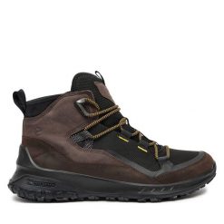 Trekkingi ECCO. Brązowe botki sznurowane ecco, bez wzorów, bez obcasa, bez zapięcia. Za 919.99 zł.