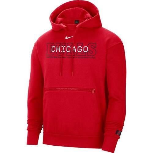 Bluza sportowa męska Nike Bulls Courtside. Czerwone bluzy z kapturem Nike, m, z aplikacjami, z dzianiny, z kapturem. Za 454.00 zł.