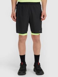 4F Szorty sportowe w kolorze czarno-żółtym rozmiar: L. Czarne krótkie spodenki sportowe 4F, l, bez wzorów, z materiału. Za 118.56 zł.
