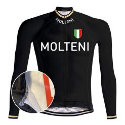 Vintage Molteni (RUECE) - Redted - Black Cycling Jersey. Brązowe bluzy REDTED, m, bez wzorów, z jersey, bez kaptura. Za 298.00 zł.