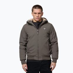 Kurtka zimowa męska Pitbull Elkwood 3 Sherpa Hooded. Szare kurtki PITBULL, na zimę, m, bez wzorów, z materiału, bez kaptura. Za 329.99 zł.