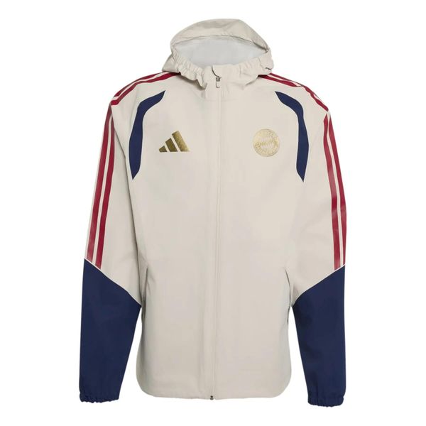 Kurtka wodoodporna Bayern Monachium 2026/27. Brązowe kurtki Adidas, m, bez wzorów, z tkaniny, bez kaptura. Za 719.50 zł.