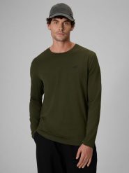 4F Longsleeve slim gładki męski - khaki XL. Brązowe bluzki z długim rękawem 4F, m, bez wzorów, z bawełny, bez kołnierzyka, bez ramiączek. Za 69.99 zł.