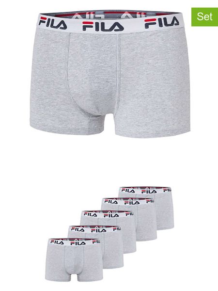 Fila Bokserki (5 par) w kolorze szarym rozmiar: XL. Szare bokserki Fila, xl, bez wzorów. Za 127.35 zł.