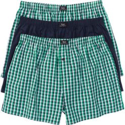 Bokserki z tkaniny (3 pary) bonprix ciemnoniebiesko-zielony w kratę. Bokserki marki bonprix. Za 59.97 zł.