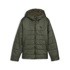 Młodzieżowa kurtka ocieplana Essentials z kapturem PUMA Dark Olive Green. Zielona kurtki Puma, m, bez wzorów, z kapturem. Za 299.00 zł.