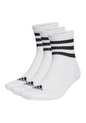 Skarpety adidas 3-Stripes Cushioned Sportswear Mid-Cut Socks 3P. Białe skarpetki sportowe Adidas, bez wzorów, z bawełny. Za 49.09 zł.