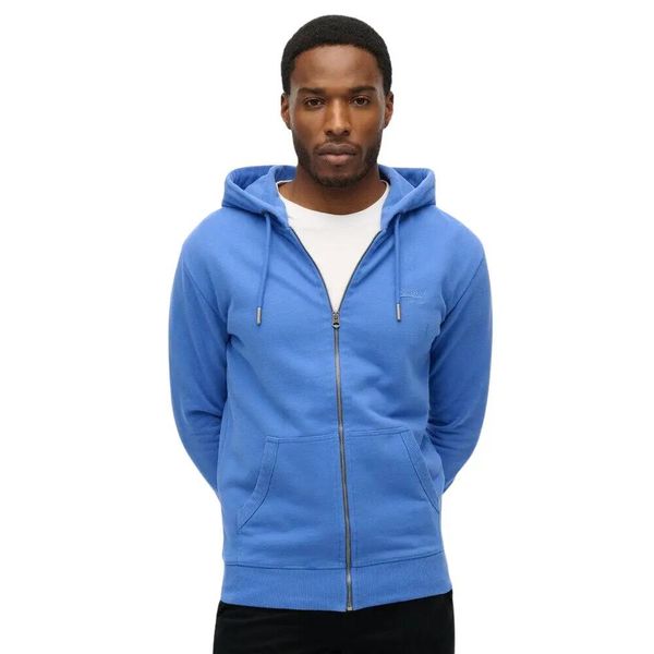 Bluza z kapturem i zamkiem błyskawicznym Superdry Logo Essential. Brązowe bluzy Superdry, m, bez wzorów, z kapturem. Za 340.50 zł.