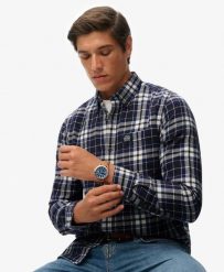 Superdry Koszula Lumberjack z długim rękawem z bawełny – Relaxed fit. Niebieskie koszule Superdry, xl, z aplikacjami, z bawełny, bez kołnierzyka, bez ramiączek. Za 387.25 zł.