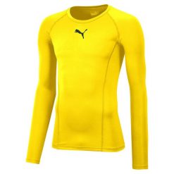 Męska Koszulka Termoaktywna Puma Liga Baselayer Tee LS żółta Piłka Nożna. Żółte bielizna termoaktywna Puma, m, bez wzorów, z elastanu, bez ramiączek, na fitness i siłownię. Za 130.99 zł.
