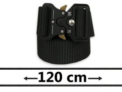 Czarny Taktyczny, Materiałowy Pasek, Solidny -Pako Jeans- 120 cm, Militarny, Klamra Typu COBRA. Czarne paski Pako Jeans, bez wzorów, z jeansu, klasyczne. Za 49.00 zł.