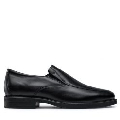 Półbuty Geox. Czarne eleganckie półbuty Geox, bez wzorów, bez obcasa, bez zapięcia. Za 389.99 zł.