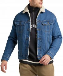 LEE SHERPA JACKET MĘSKA KURTKA SHERPA PRZEJŚCIOWA AZURE L87AMWFW 112321554. Niebieskie kurtki Lee, l, bez wzorów, bez kaptura. Za 349.99 zł.